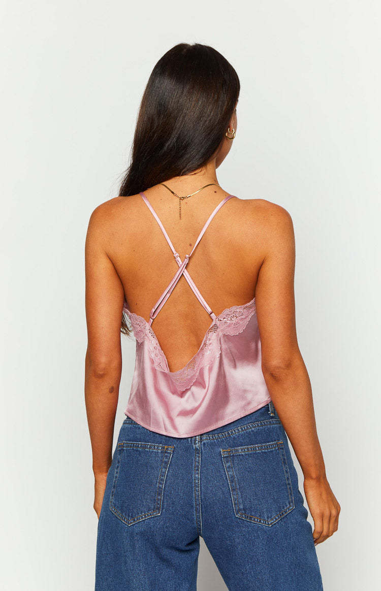 Tammy Pink Lace Cami Top-Vavasi.All Rights Reserved.