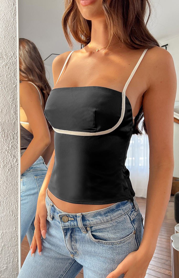 Tamra Black Low Back Top-Vavasi.All Rights Reserved.
