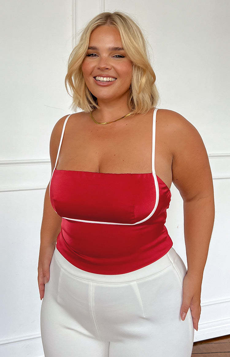 Tamra Red Low Back Top-Vavasi.All Rights Reserved.