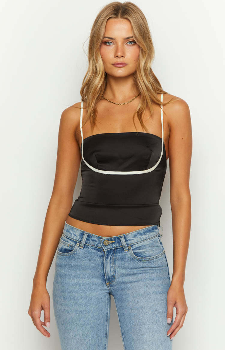 Tamra Black Low Back Top-Vavasi.All Rights Reserved.