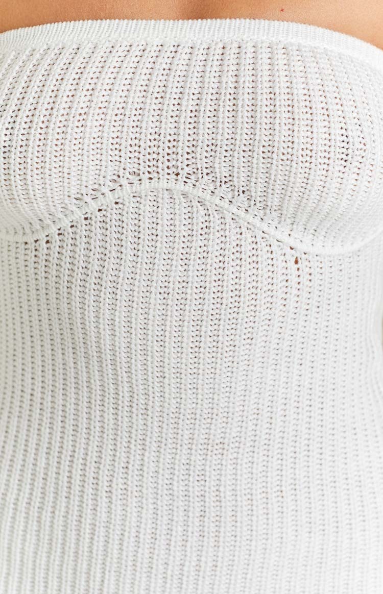 Tasnia White Mini Knit Strapless Dress-Vavasi.All Rights Reserved.