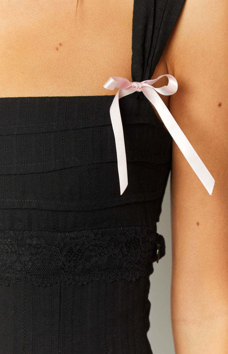 Taylor Black Tie Back Mini Dress-Vavasi.All Rights Reserved.