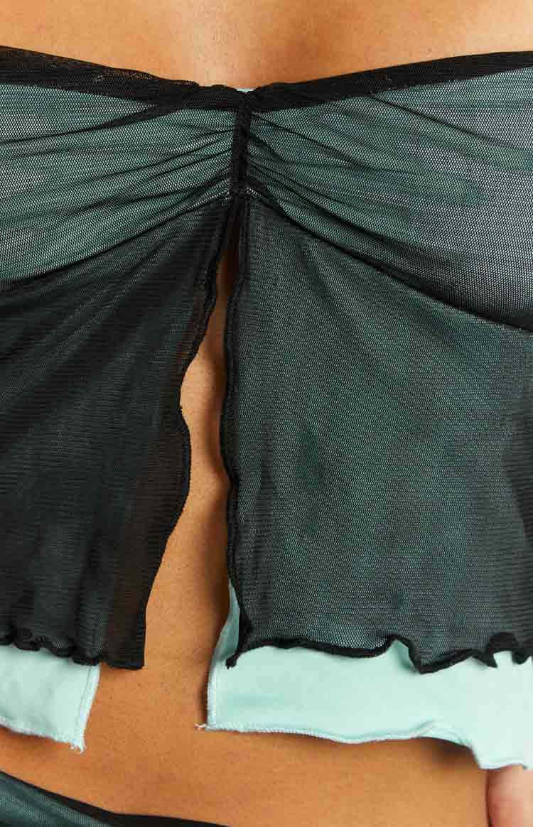Taytum Blue Contrast Mesh Top-Vavasi.All Rights Reserved.