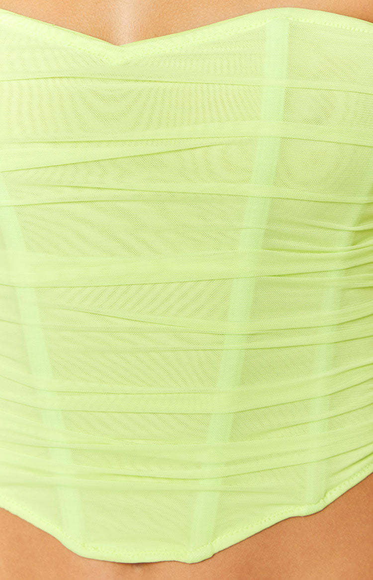 The Electric Green Mesh Strapless Corset-Vavasi.All Rights Reserved.
