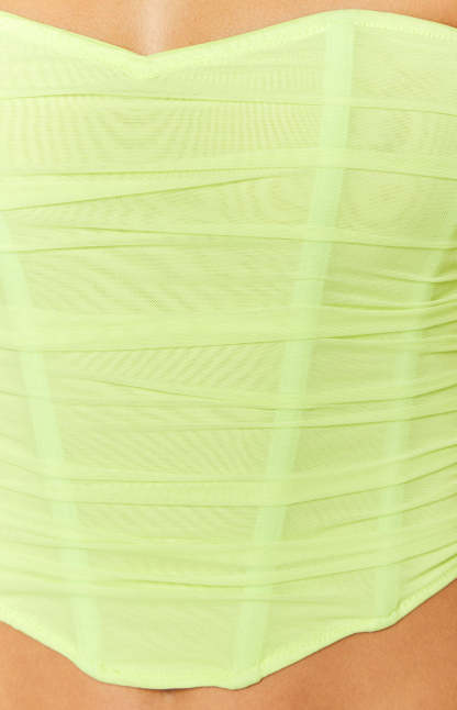 The Electric Green Mesh Strapless Corset-Vavasi.All Rights Reserved.