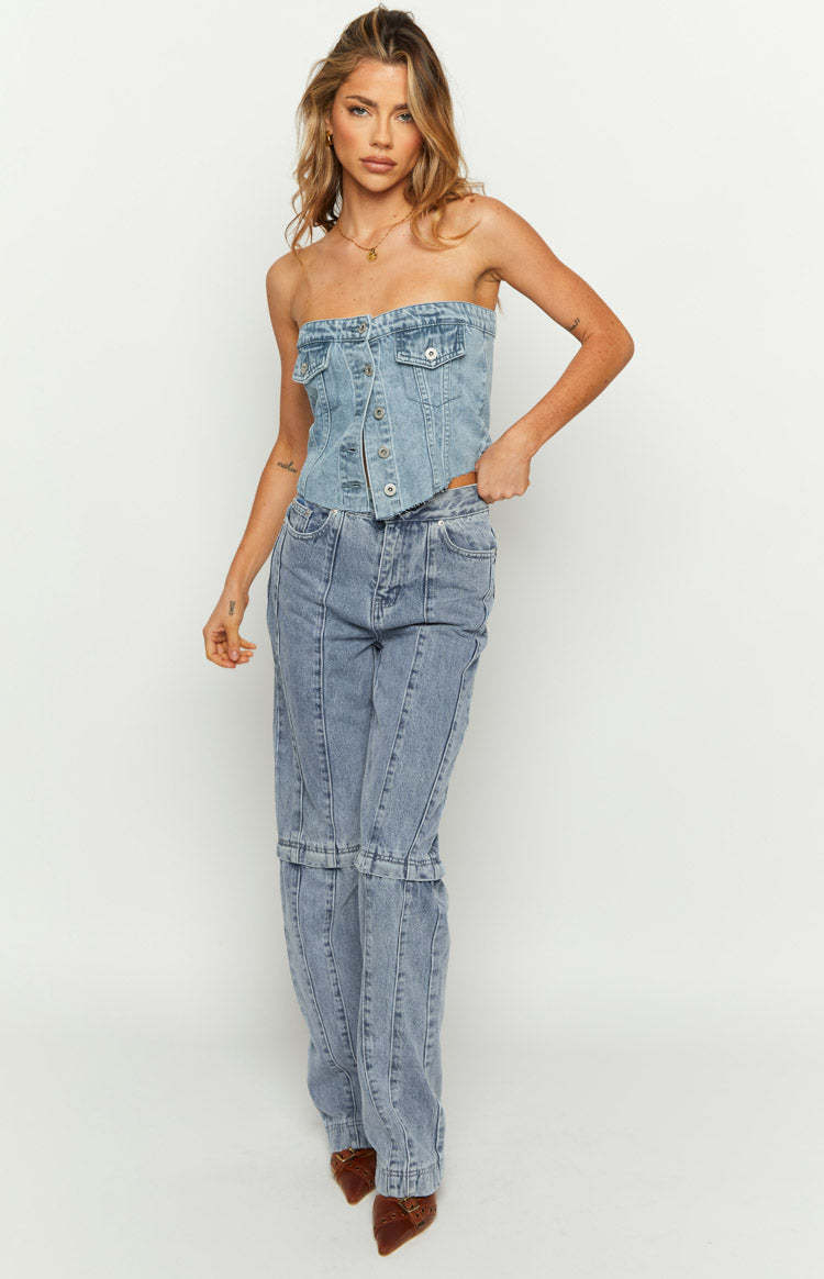 The Phoebe Mid Wash Denim Jeans to Jorts-Vavasi.All Rights Reserved.
