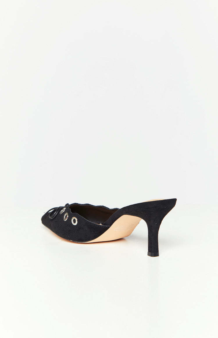 Therapy Justice Black Microfiber Heels-Vavasi.All Rights Reserved.