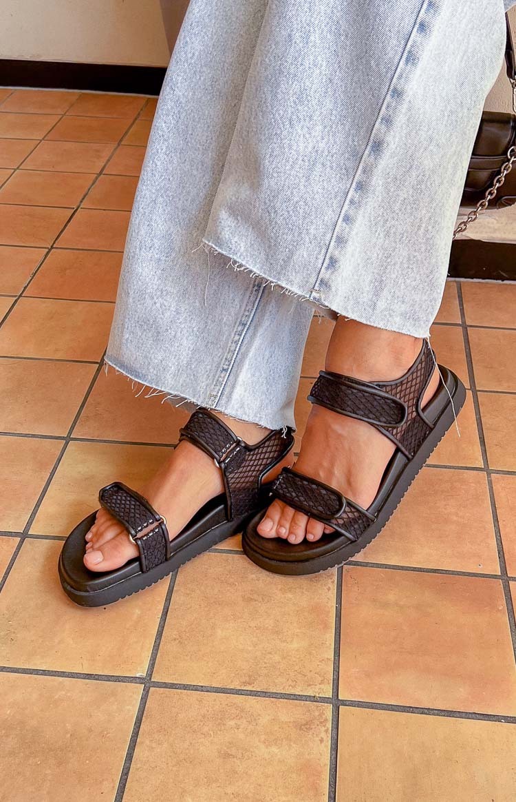 Therapy Rhode Black PU Sandals-Vavasi.All Rights Reserved.