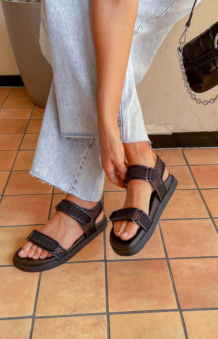 Therapy Rhode Black PU Sandals-Vavasi.All Rights Reserved.