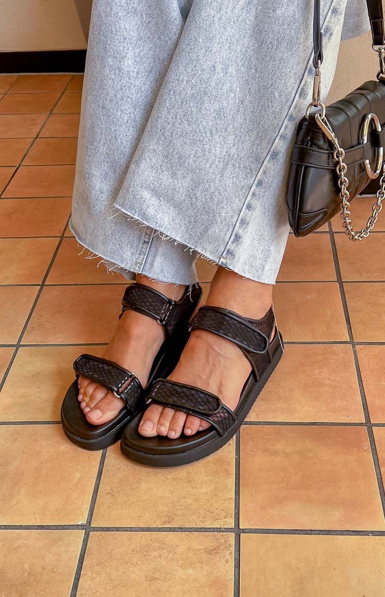 Therapy Rhode Black PU Sandals-Vavasi.All Rights Reserved.