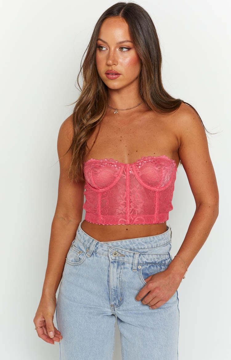Tiarna Pink Lace Corset Top-Vavasi.All Rights Reserved.