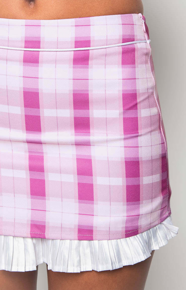 Till Forever Pink Check Mini Skirt-Vavasi.All Rights Reserved.