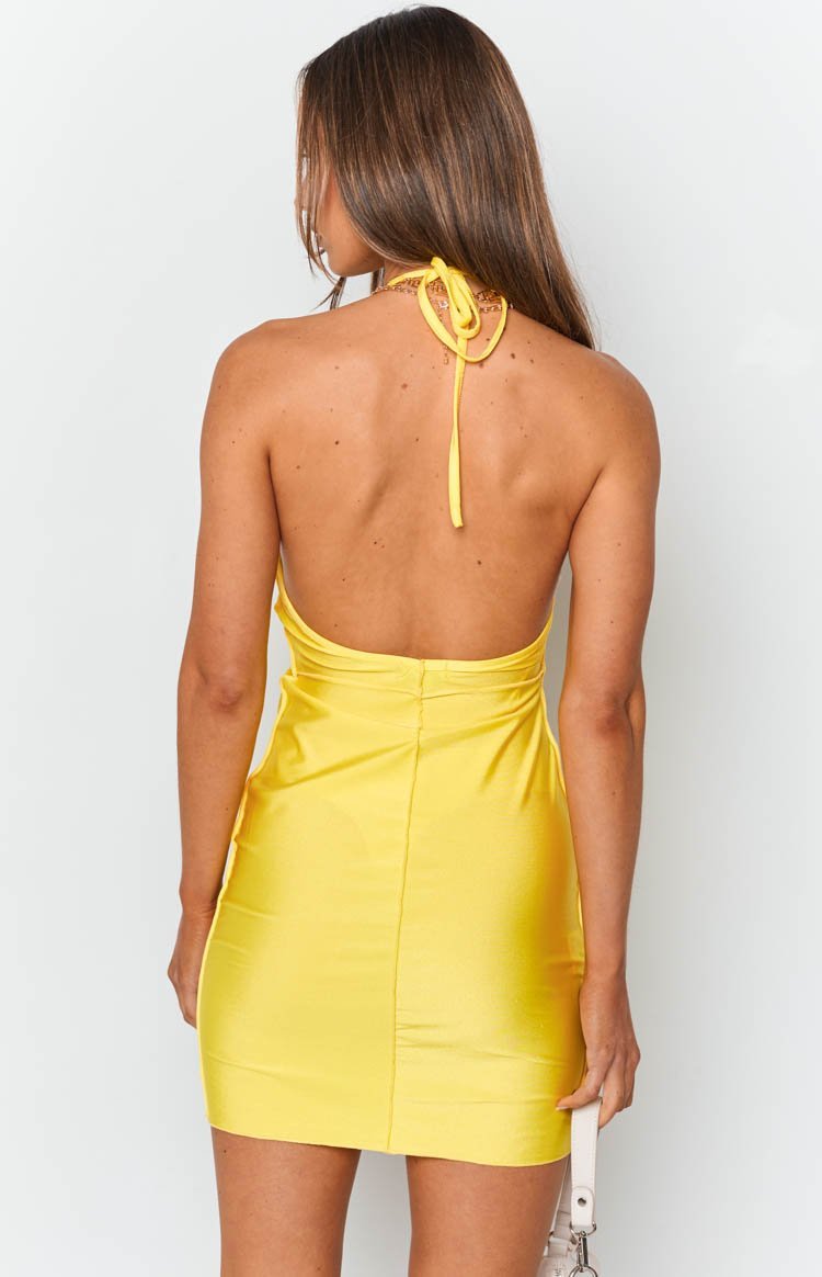 Tillie Halter Mini Dress Yellow-Vavasi.All Rights Reserved.