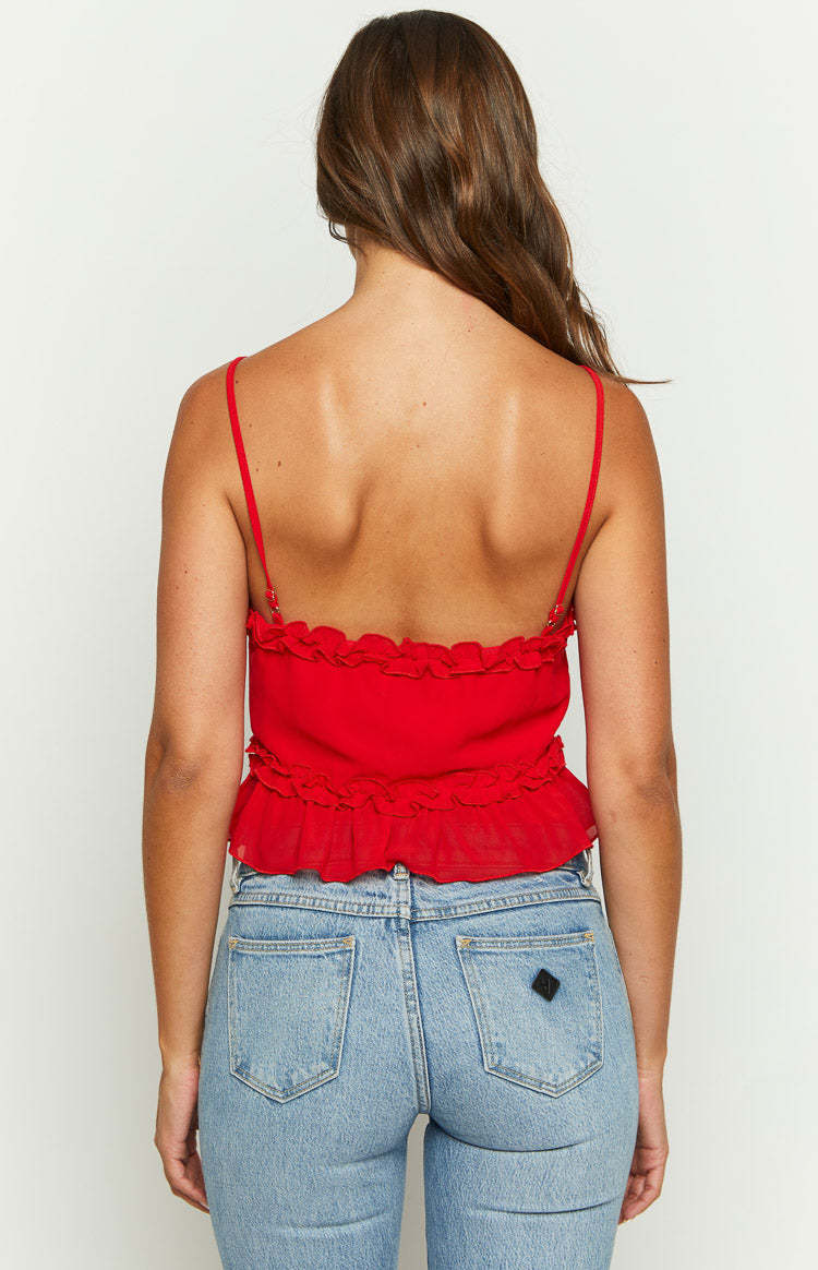 Tora Red Frill Cami-Vavasi.All Rights Reserved.