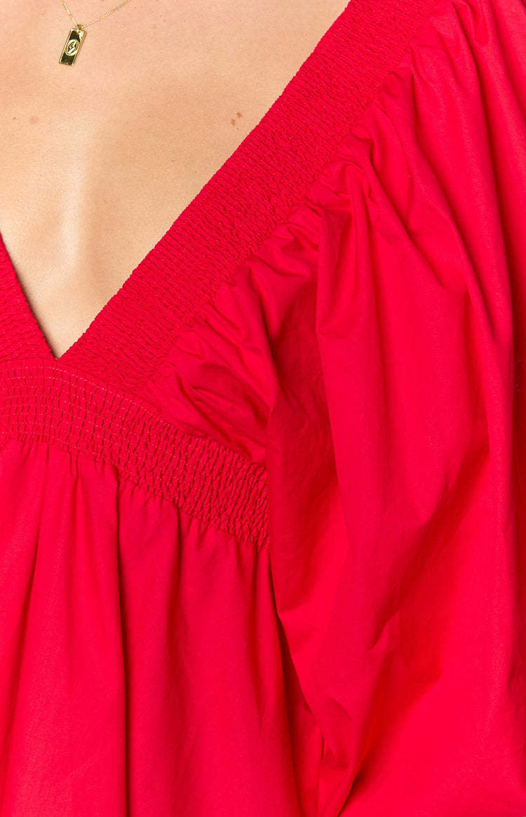 Torie Red Short Sleeve Mini Dress-Vavasi.All Rights Reserved.