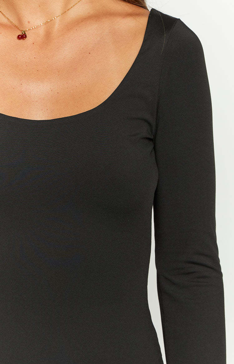 Tory Black Long Sleeve Mini Dress-Vavasi.All Rights Reserved.