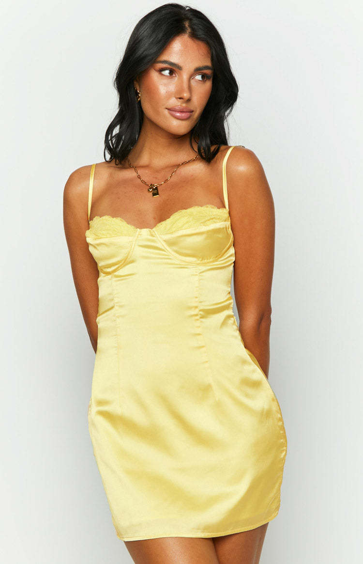 Trouble Yellow Mini Dress-Vavasi.All Rights Reserved.