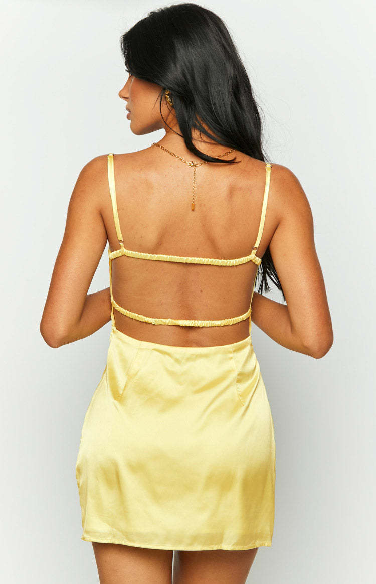 Trouble Yellow Mini Dress-Vavasi.All Rights Reserved.