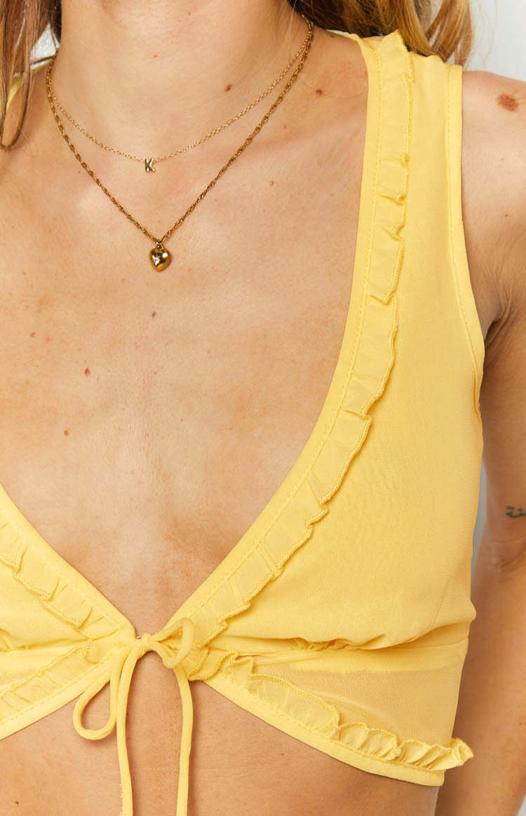 Tusk Yellow Tie Up Crop Top-Vavasi.All Rights Reserved.