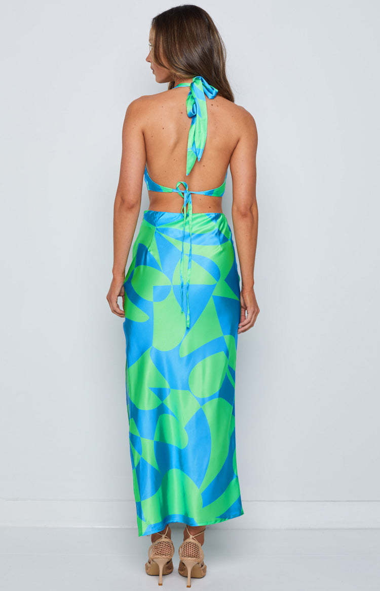 Underwater Green Print Midi Dress-Vavasi.All Rights Reserved.