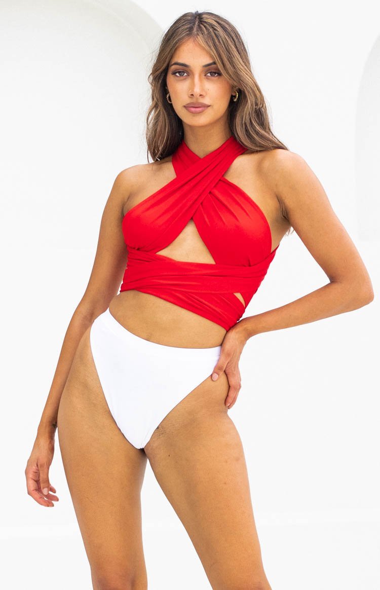 Vera Wrap Crop Top Red-Vavasi.All Rights Reserved.