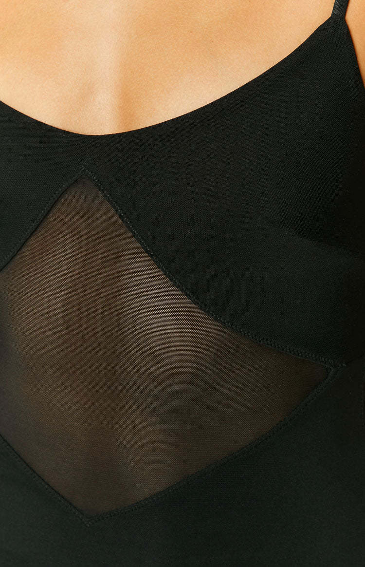 Valarie Black Mesh Slip Dress-Vavasi.All Rights Reserved.