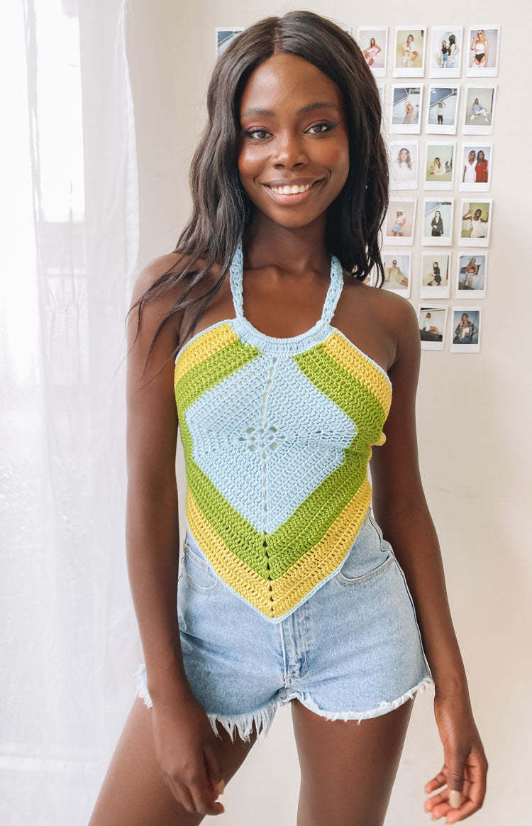 Valencia Crochet Top Green Multi-Vavasi.All Rights Reserved.