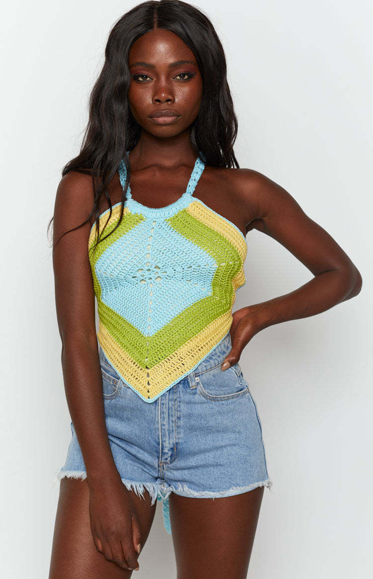 Valencia Crochet Top Green Multi-Vavasi.All Rights Reserved.