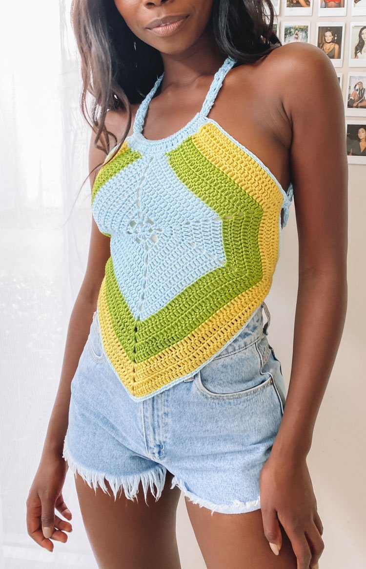 Valencia Crochet Top Green Multi-Vavasi.All Rights Reserved.