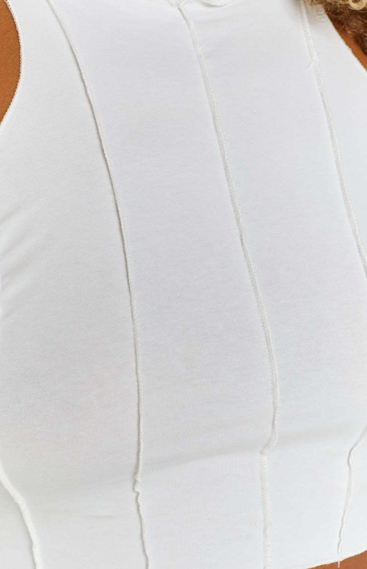 Vance White Seamed Racer Tank-Vavasi.All Rights Reserved.