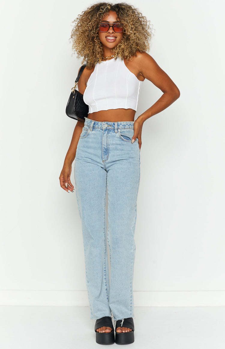 Vance White Seamed Racer Tank-Vavasi.All Rights Reserved.