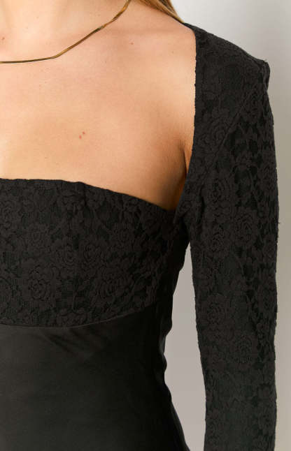 Vanette Black Long Sleeve Mini Dress-Vavasi.All Rights Reserved.