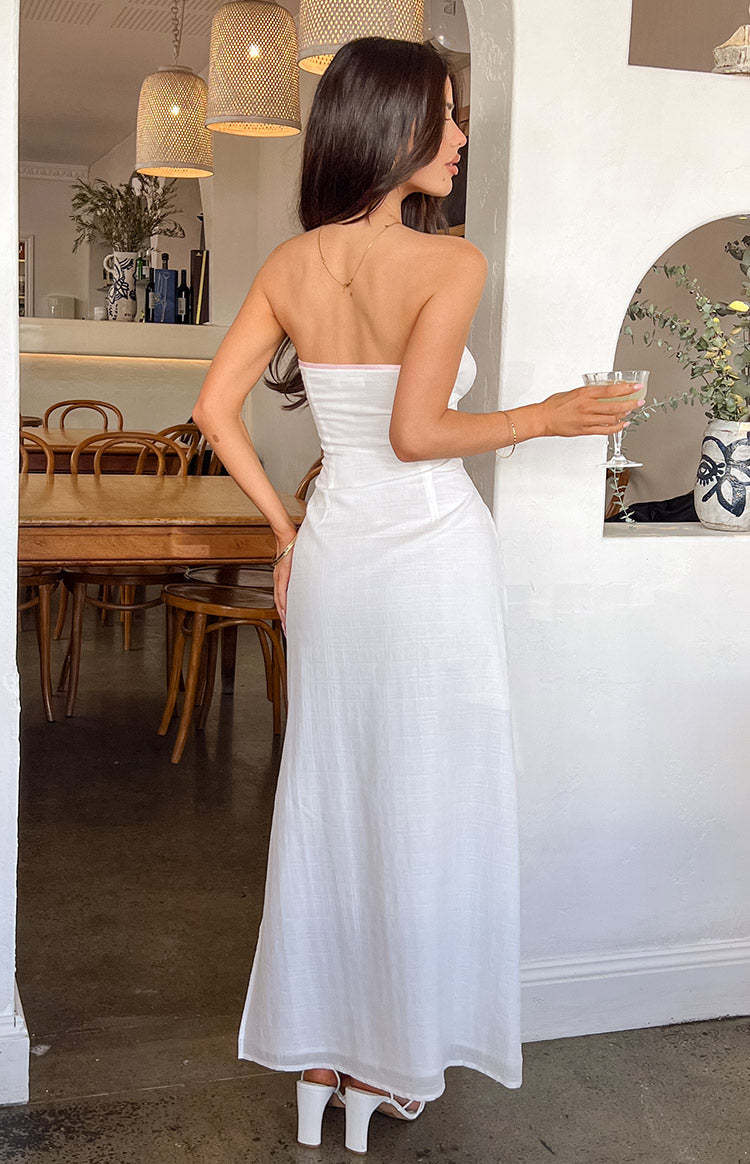 Vanity White Strapless Maxi Dress-Vavasi.All Rights Reserved.