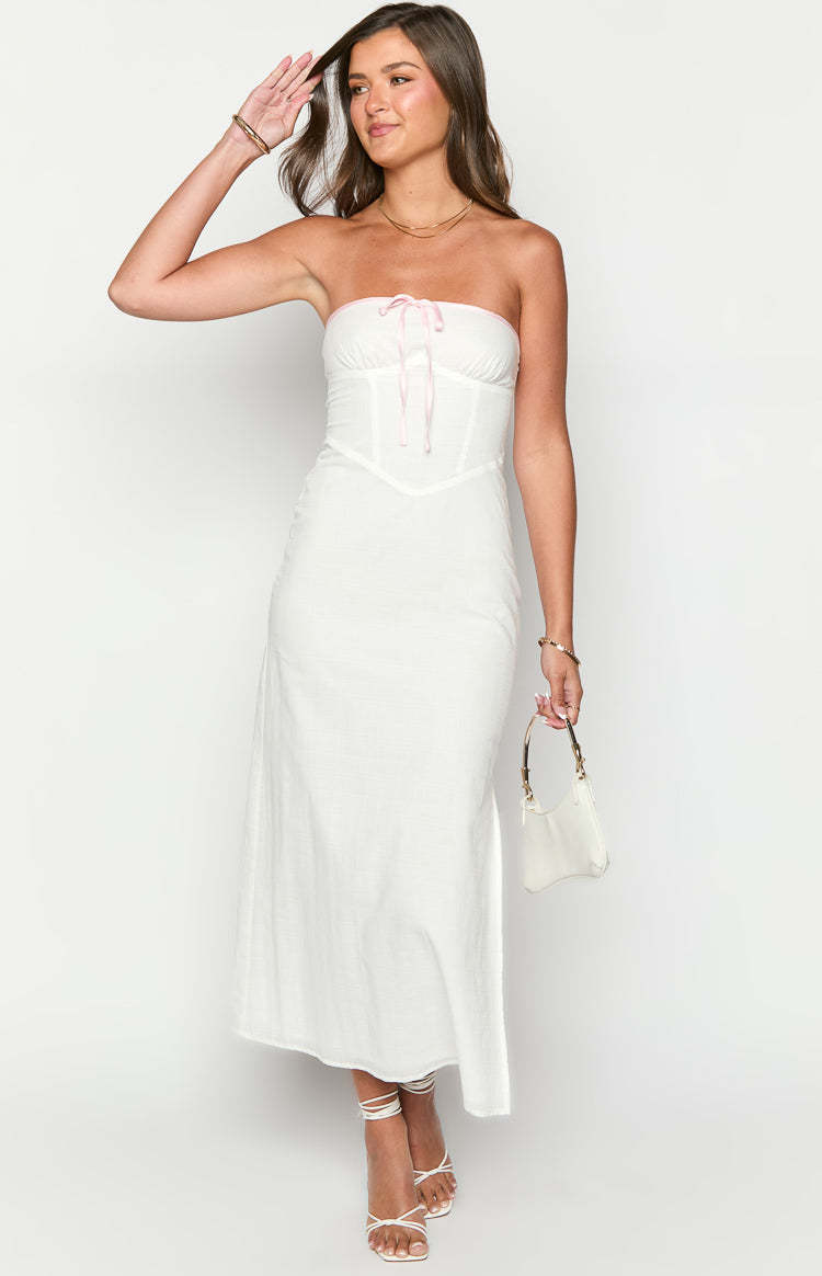 Vanity White Strapless Maxi Dress-Vavasi.All Rights Reserved.