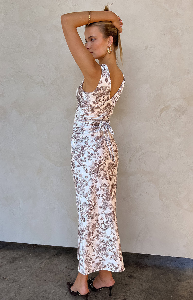 Verlaine Brown Garden Print Maxi Dress-Vavasi.All Rights Reserved.