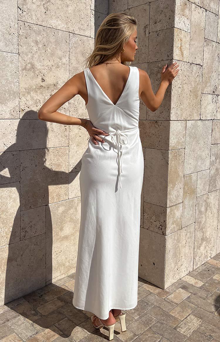Verlaine White Linen Blend Maxi Dress-Vavasi.All Rights Reserved.