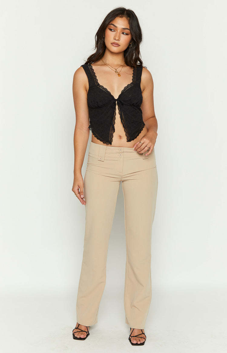 Vice Beige Low Waist Pant-Vavasi.All Rights Reserved.