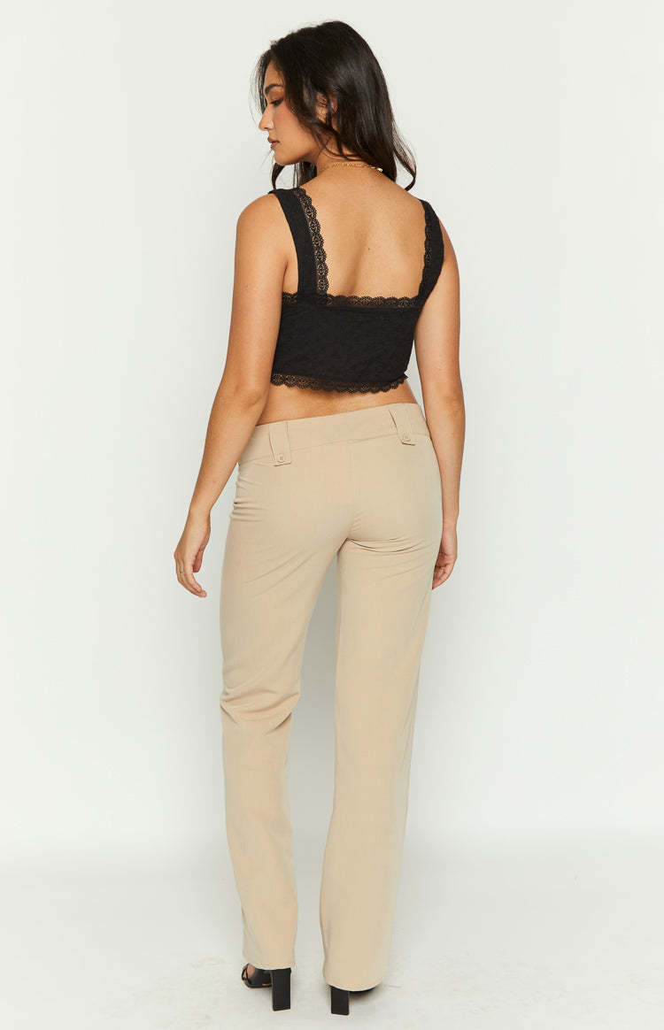 Vice Beige Low Waist Pant-Vavasi.All Rights Reserved.