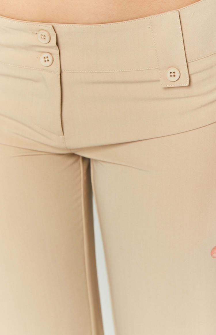 Vice Beige Low Waist Pant-Vavasi.All Rights Reserved.