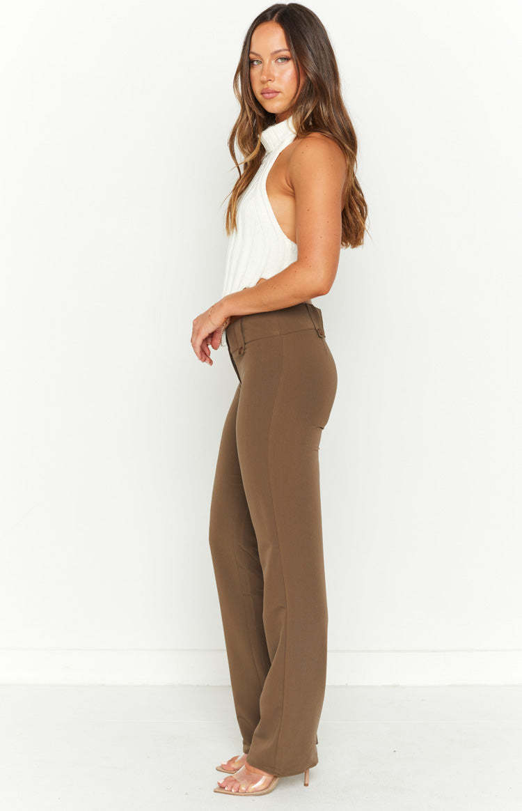 Vice Taupe Low Waist Pant-Vavasi.All Rights Reserved.
