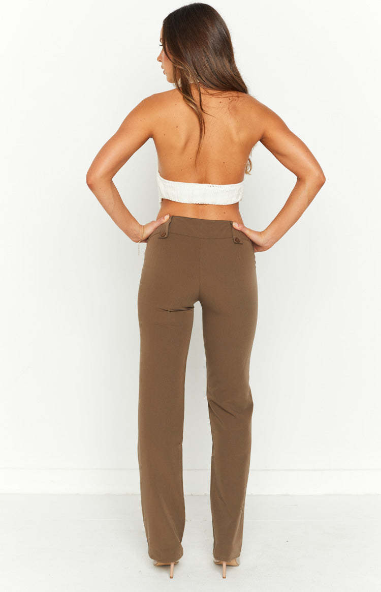 Vice Taupe Low Waist Pant-Vavasi.All Rights Reserved.