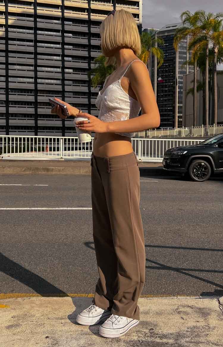 Vice Taupe Low Waist Pant-Vavasi.All Rights Reserved.