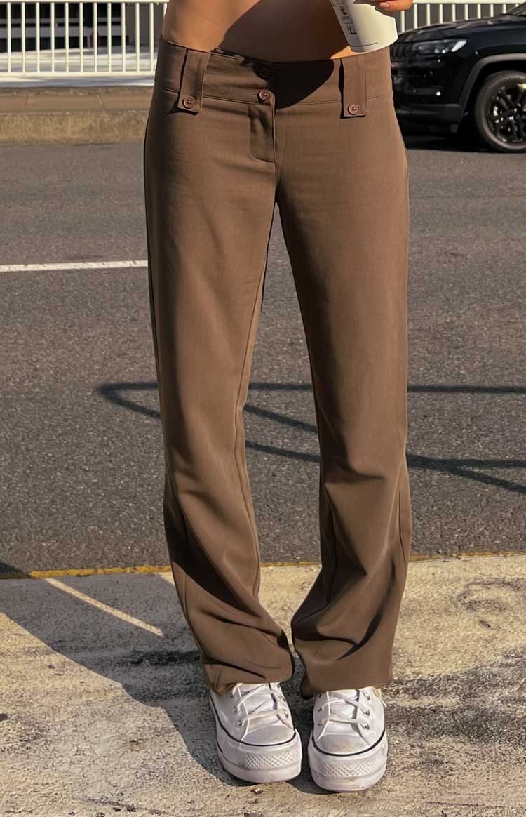 Vice Taupe Low Waist Pant-Vavasi.All Rights Reserved.