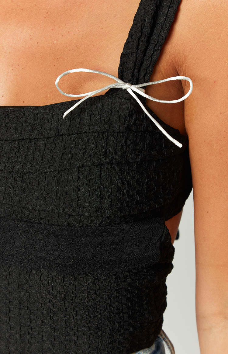 Vida Black Bow Top-Vavasi.All Rights Reserved.