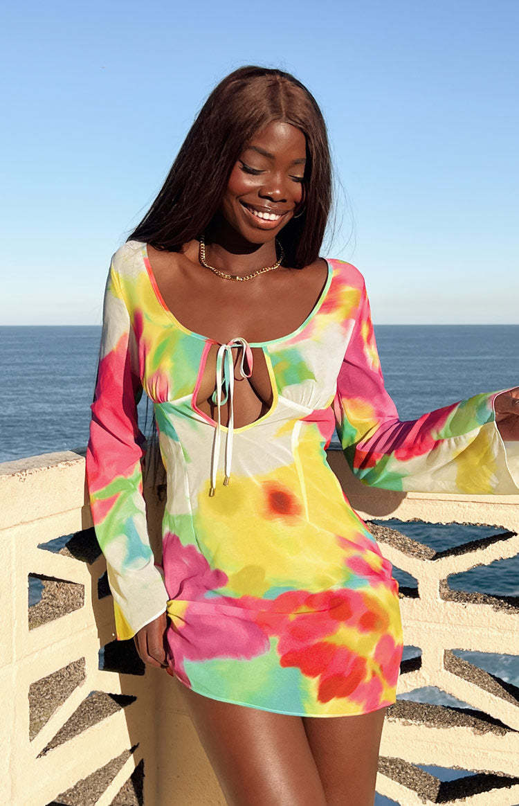 Vienna Floral Print Long Sleeve Mini Dress-Vavasi.All Rights Reserved.