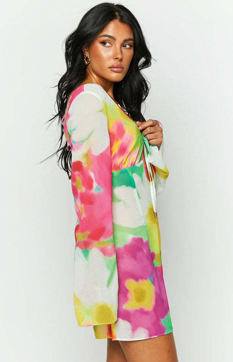 Vienna Floral Print Long Sleeve Mini Dress-Vavasi.All Rights Reserved.