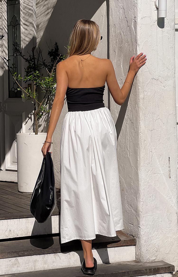 Wakerley Black Contrast Strapless Maxi Dress-Vavasi.All Rights Reserved.