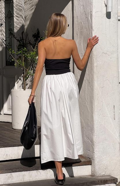 Wakerley Black Contrast Strapless Maxi Dress-Vavasi.All Rights Reserved.