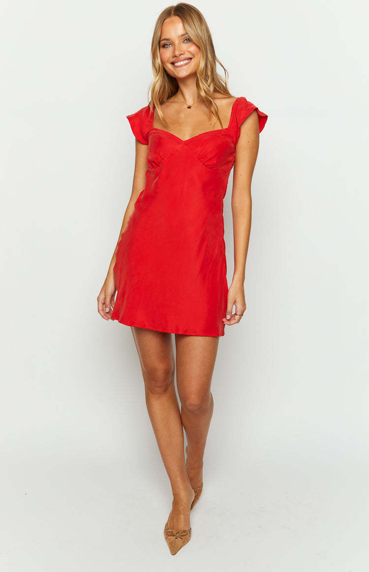 Waves Red Mini Dress-Vavasi.All Rights Reserved.