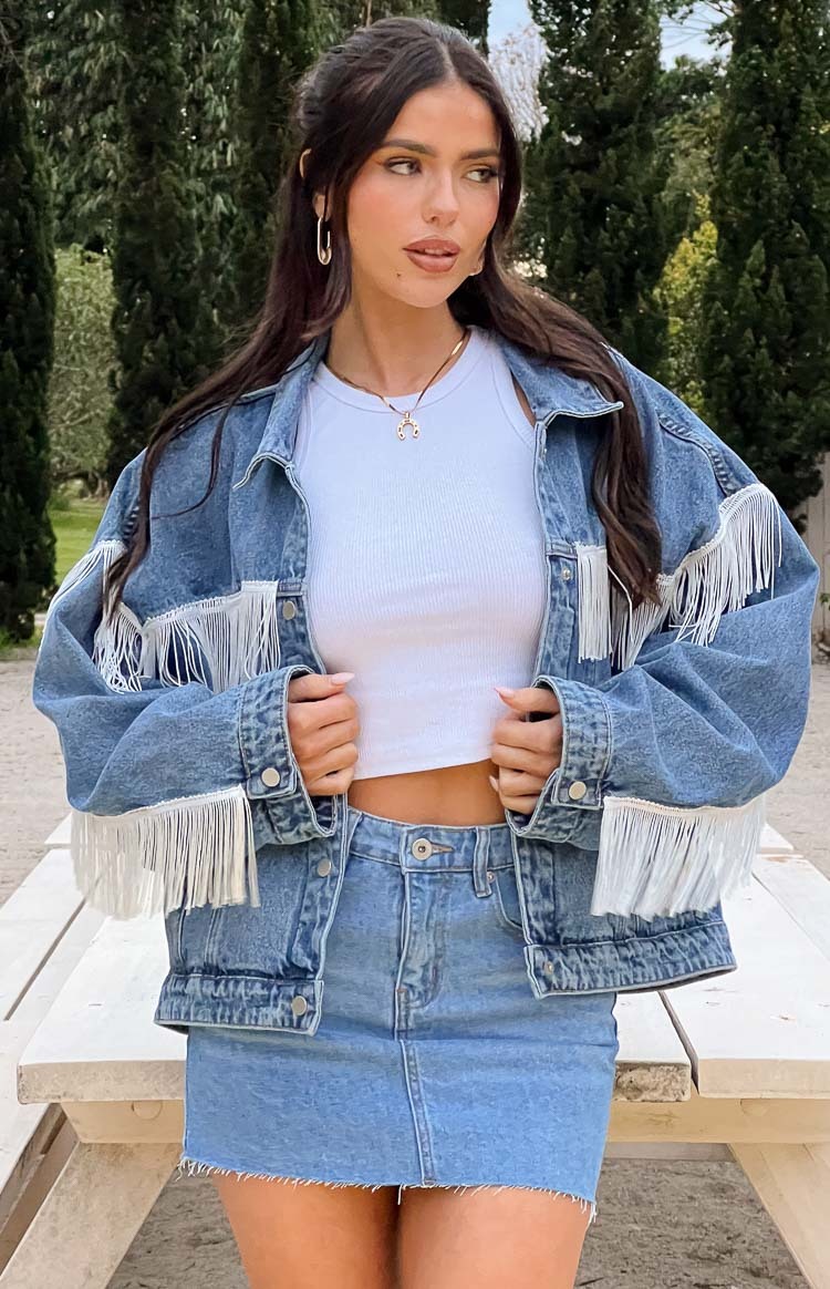 Western Ways Mid Wash Denim Jacket-Vavasi.All Rights Reserved.